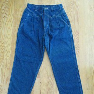 SEARS WOMEN'S JUNIOR'S SZ 11 JEANS DK BL TROUSER HIGH WAIST MOM 90'S FRONT YOKE